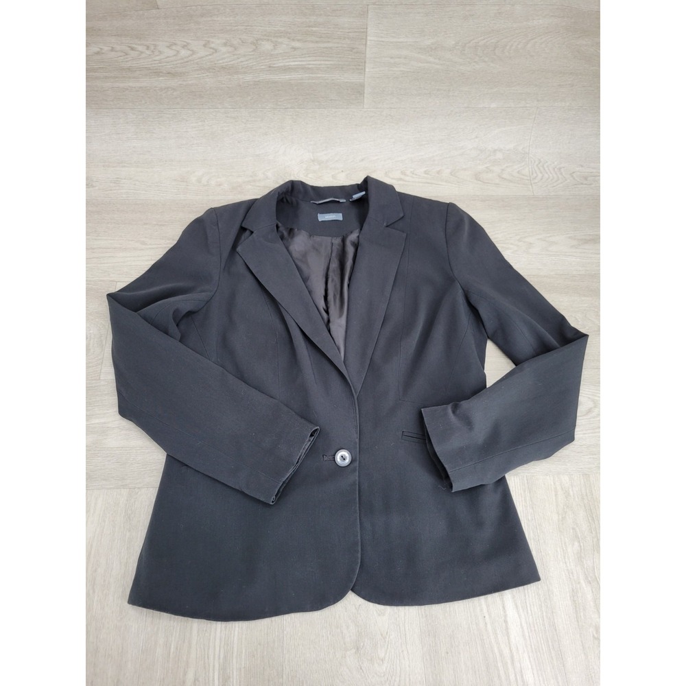 Hillard &‎ Hanson Blazer Jacket Women's 12 Black Stretch Notch Lapel Career